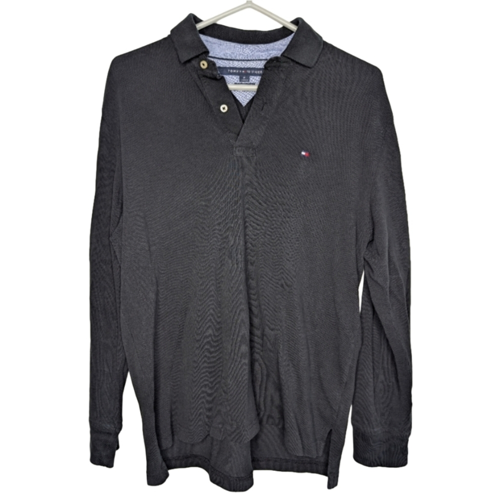 Tommy Hilfiger Men's Medium Black Long Sleeve Polo Shirt